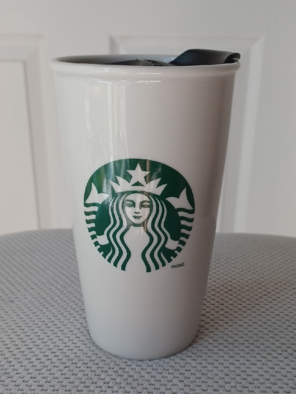 Starbucks White Original Tumbler with Green Siren and Black Lid